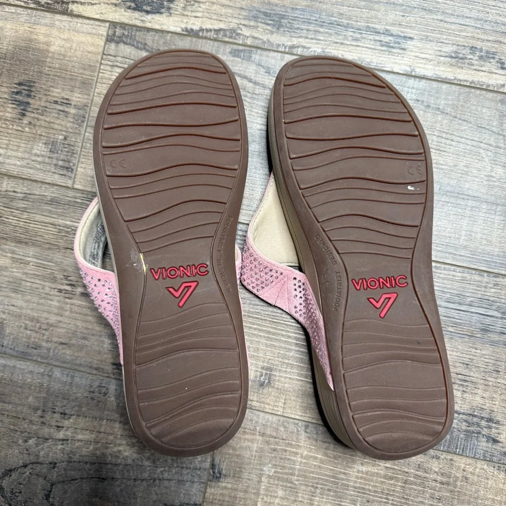 Vionic Dillon Shine Toe Post Sandal Blush Pink Women's - Picture 10 of 13